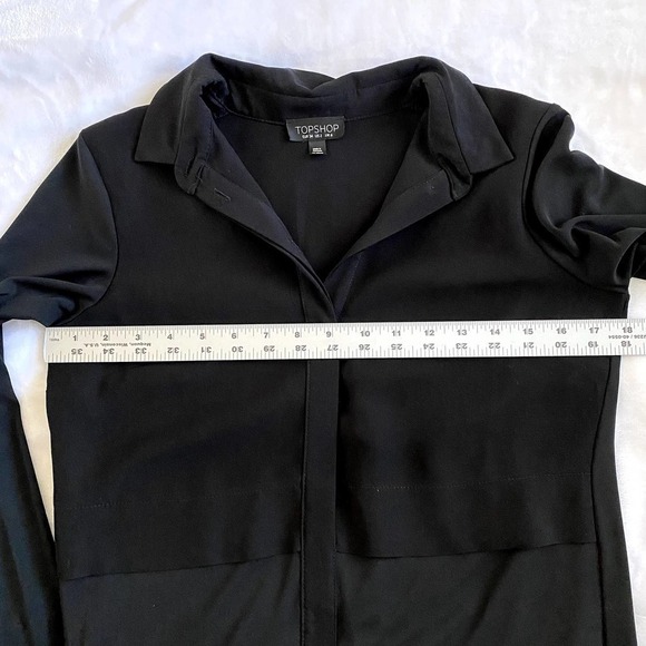 Topshop | Black Longsleeve Button Down Shirtwaist Dress | Size: 2 - Picture 7 of 9